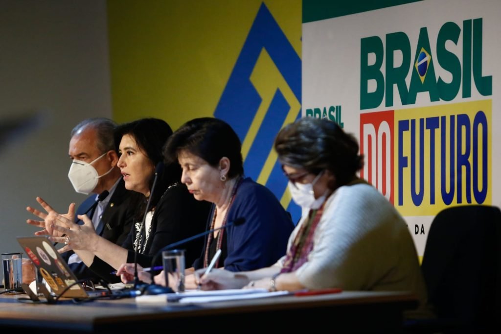 Aloizio Mercadante, Simone Tebet, Tereza Campello e Marcia Lopes participam da coletiva T de Desenvolvimento Social e Combate à Fome - metrópoles