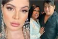 Montagem colorida de GkAY (à esquerda) e Gretchen com o marido (à direita) - Metrópoles