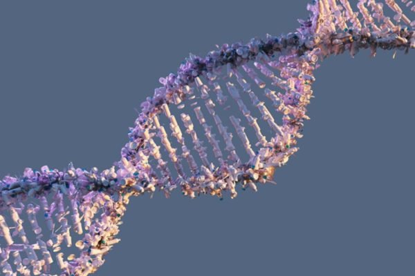 Estrutura genética em fundo azul