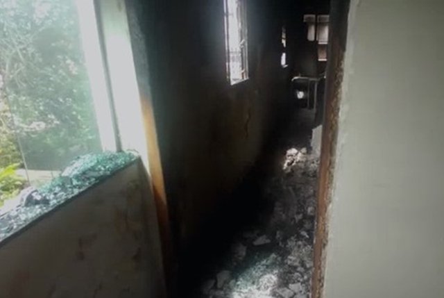 Imagem colorida de incêndio no Guará
