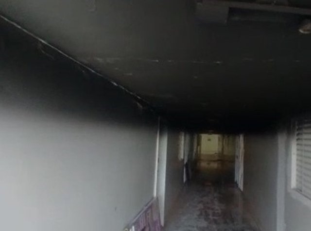 Imagem colorida de incêndio no Guará