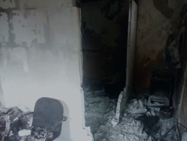 Imagem colorida de incêndio no Guará