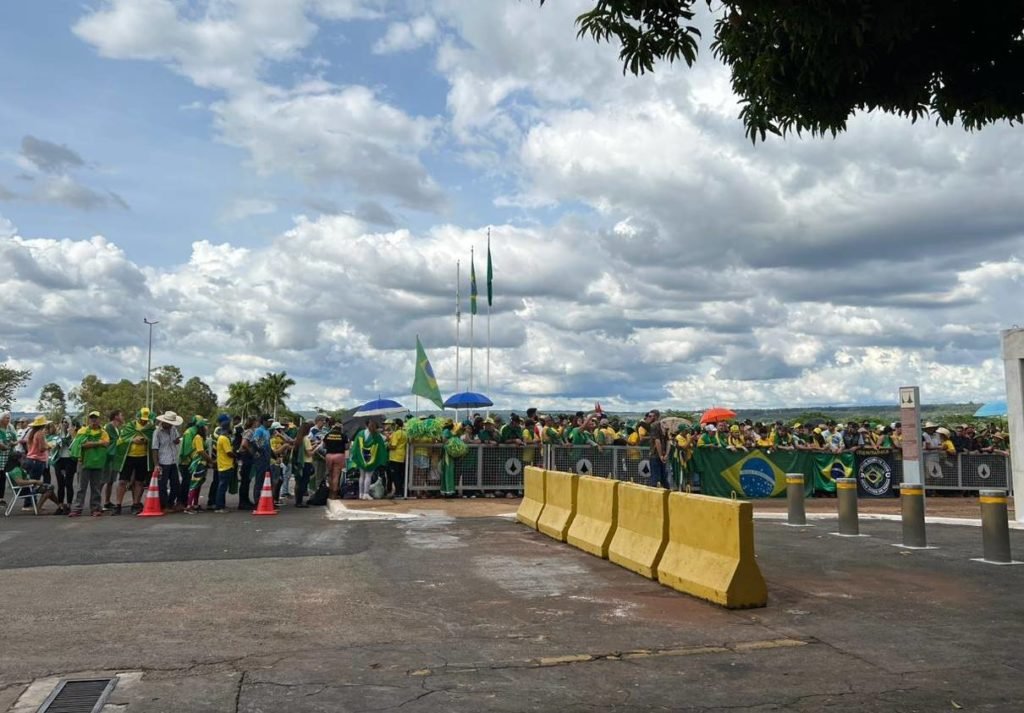 Supporters of President Bolsonaro gather at Palácio da Alvorada to celebrate Brazil's elimination from the World Cup in Qatar