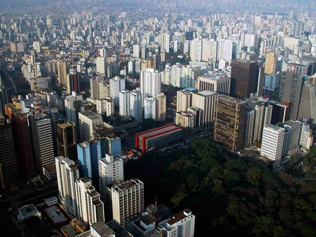 Vista aérea do Parque Trianon e do Masp