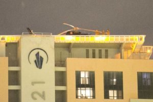 Imagem colorida de helicóptero que pousou em hotel de Lula