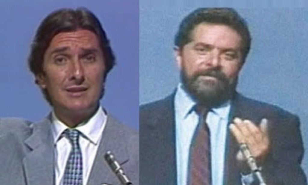 Debate presidencial entre Collor (esquerda) e Lula (direita) em 1989 - Metrópoles