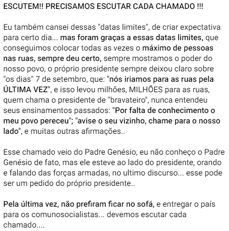 Convocação de bolsonaristas para ato contra posse de Lula