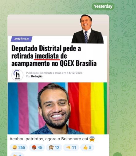 Deputado pede fim de acampamento no QG e é alvo de ameaças e injúrias