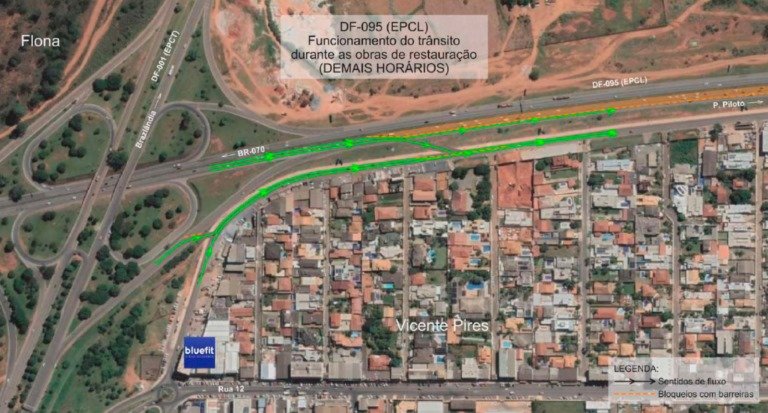 Mapas de satélite mostram como obras irão alterar trânsito na via Estrutural, no Distrito Federal - Metrópoles