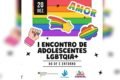 Cartaz do I Encontro de adolescentes LGBTQIA+ do Distrito Federal e entorno que usa das cores do arco-íris - Metrópoles