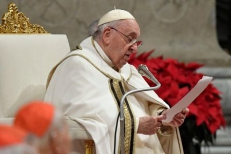 Papa Francisco durante missa de Natal, em 24/12/2022