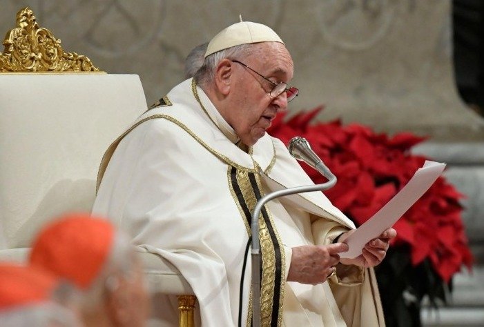 Papa Francisco durante missa de Natal, em 24/12/2022