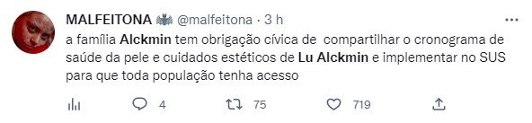 Tweet Lu Alckmin