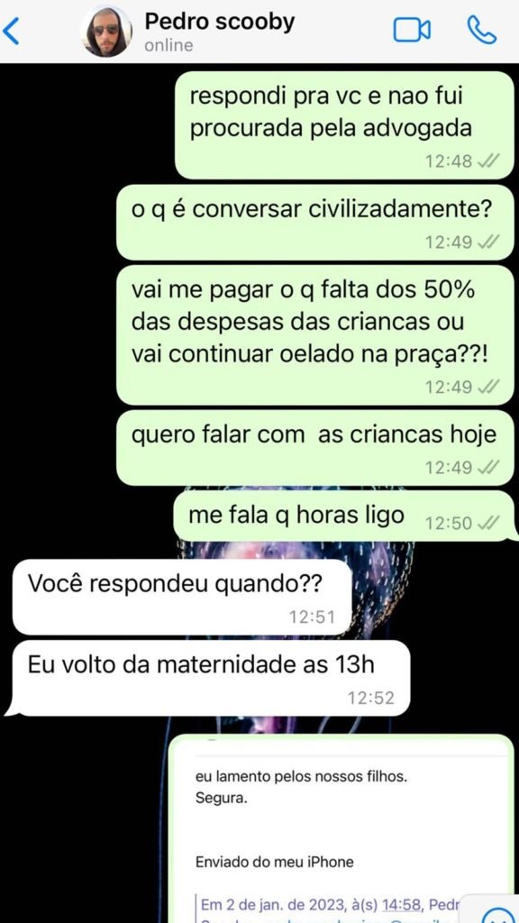 Conversas do WhatsApp entre Luana Piovani e seu ex-marido, Pedro Scooby sobre filhos são expostas na internet pela ex-atriz - Metrópoles