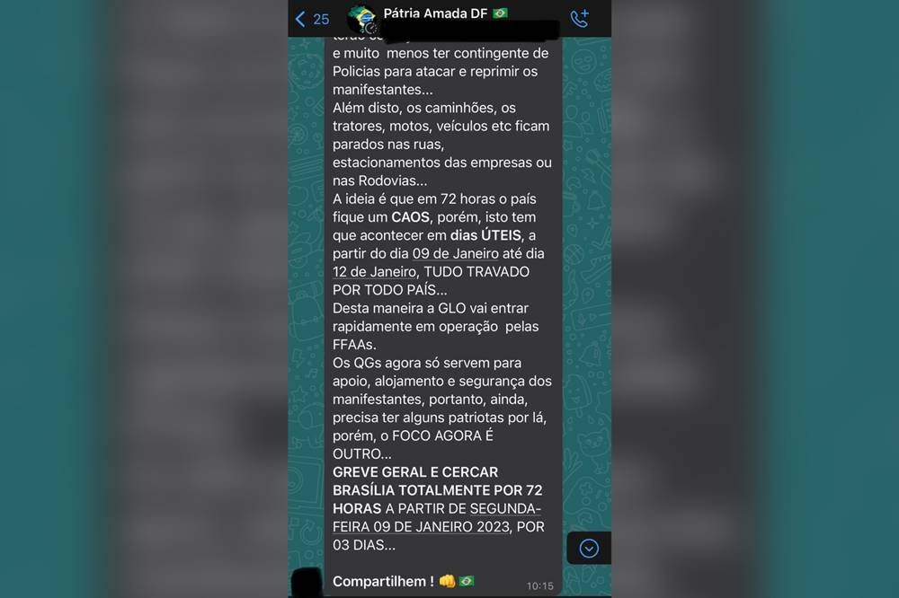 Bolsonaristas armam planos em grupos do WhatsApp planejando invadir e cercar Brasília após posse de Lula - Metrópoles