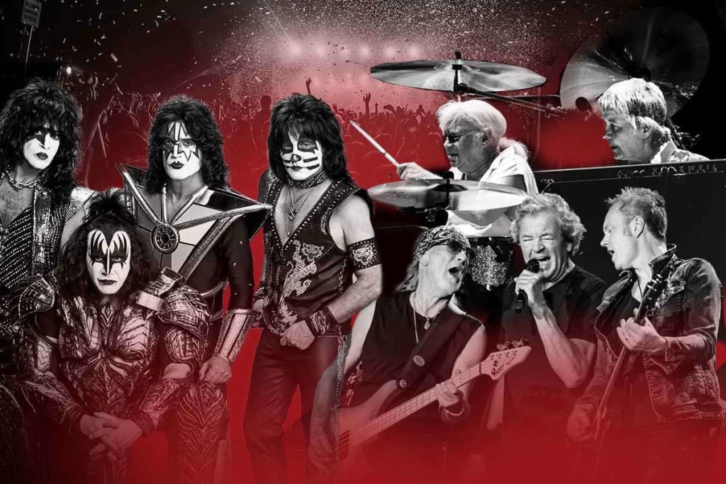 Photomontage of the bands Kiss and Deep Purple