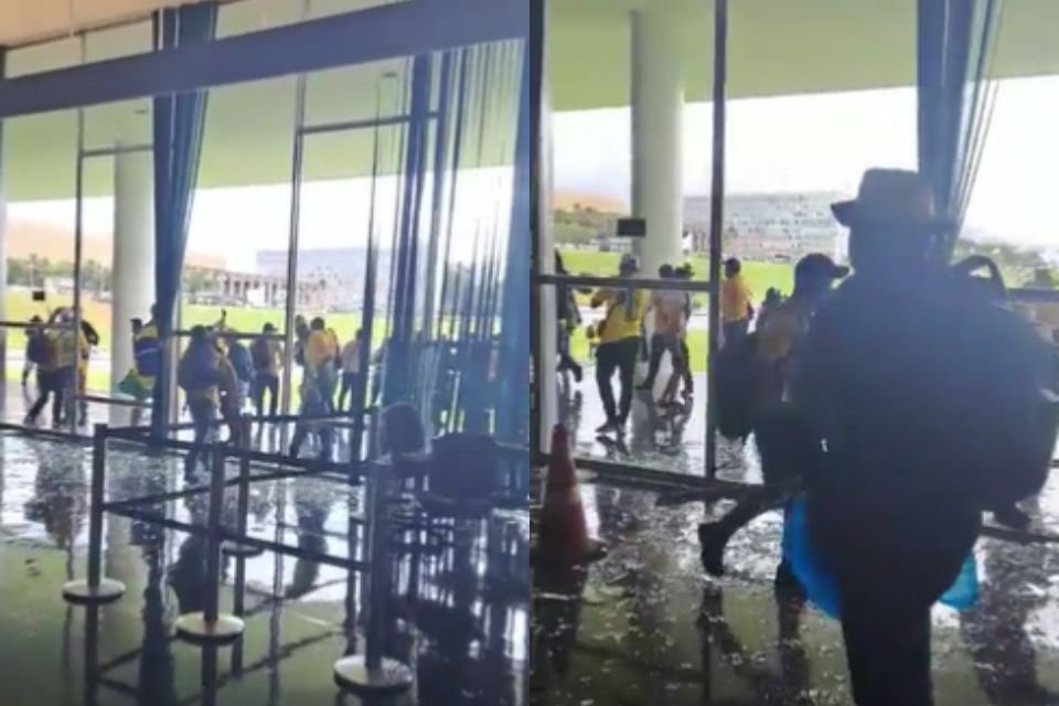 Bolsonaristas quebram janelas do Congresso Nacional