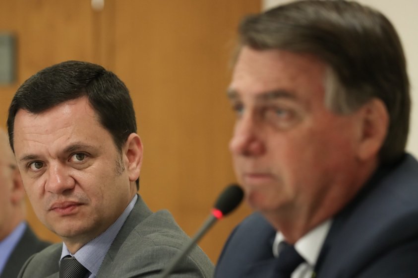 Anderson Torres, então ministro da Justiça, durante reunião com Jair Bolsonaro