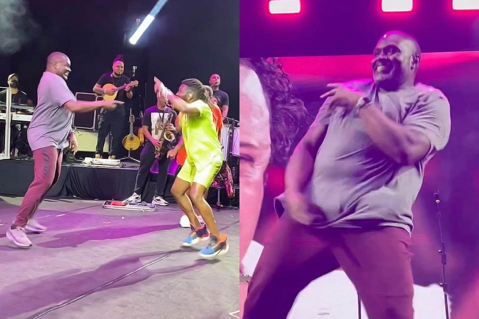 Jacaré dança com Beto Jamaica em show do É o Tchan - Metrópoles