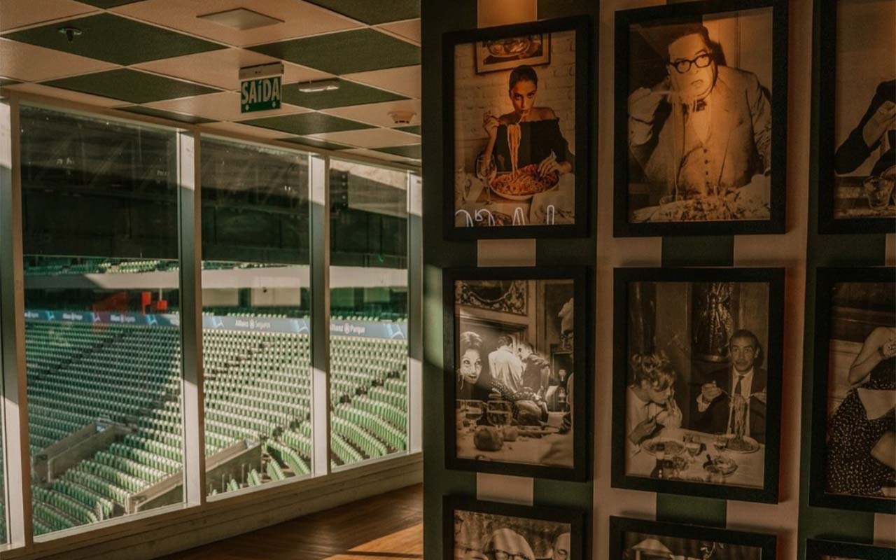 Detalhe do La Coppa, restaurante do estádio do Palmeiras em SP