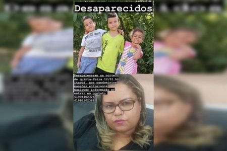 Fotos sobrepostas em stories do Instagram com imagens dos filhos e da cabeleireira desaparecida, Elizamar, no Itapõa. O carro da mulher foi encontrado carbonizado em Goiás - Metrópoles