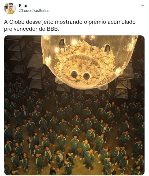 Print de uma publicação no Twitter que compara o BBB23 a Round 6 - Metrópoles