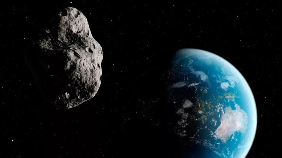 Foto ilustrativa de asteroide e Planeta Terra - Metrópoles