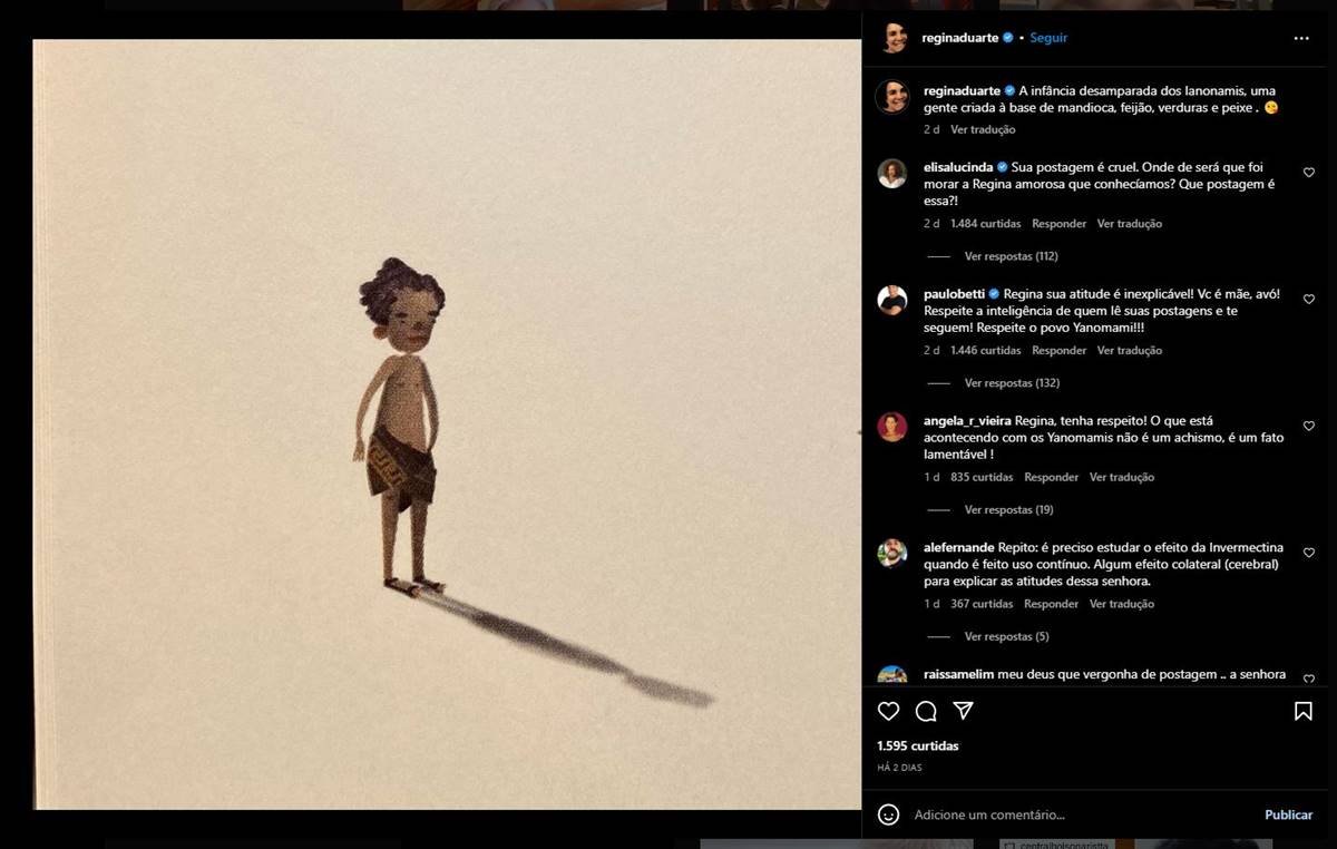 print de instagram com desenho de menino de tanga em fundo bege - metrópoles