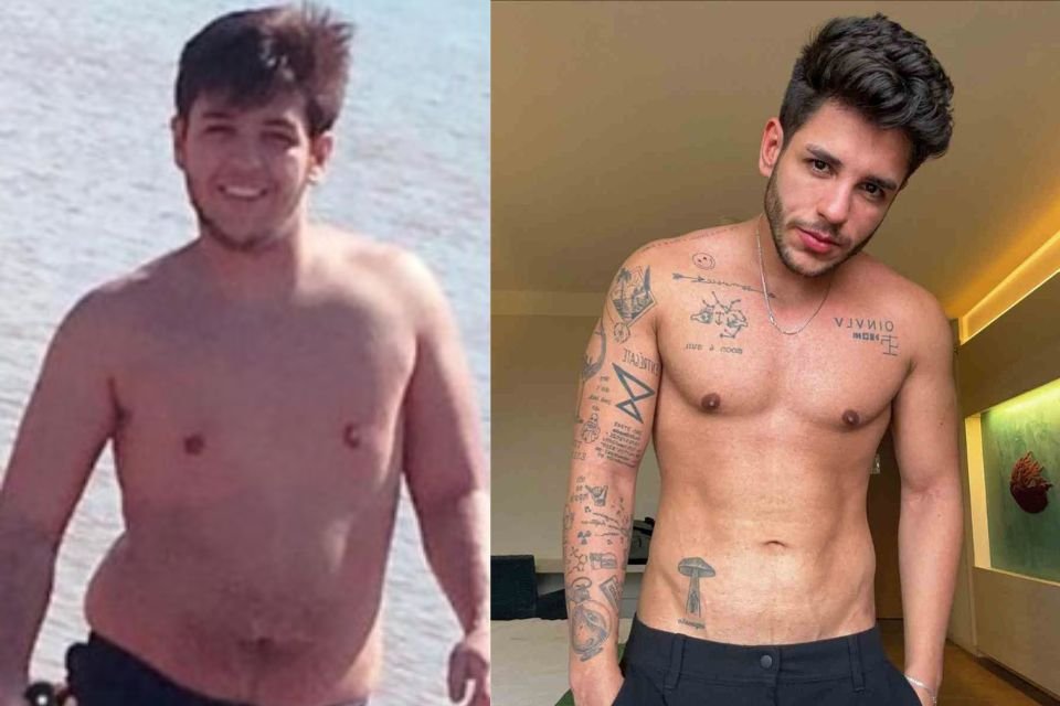 Comparativo de antes e o depois de Guilherme. (Foto: Reprodução/ Instagram/ Metrópoles)