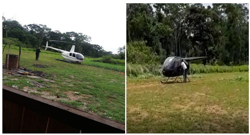 fotos de dois helicópteros lado a lado
