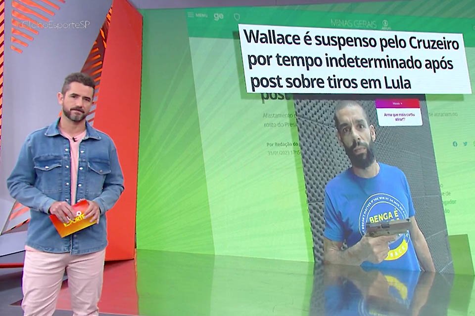 Wallace é suspenso pelo Cruzeiro após fazer postagem sobre tiros