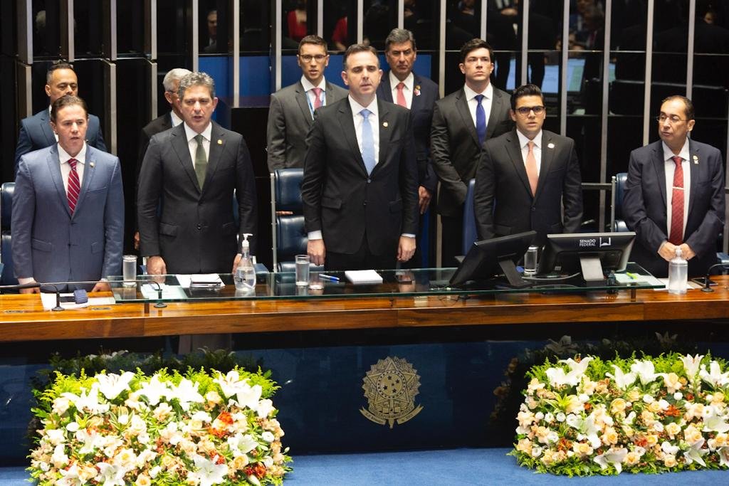Presidente do senado Rodrigo Pacheco durante Sessão de posse dos senadores eleitos eleição 2022 - Metrópoles
