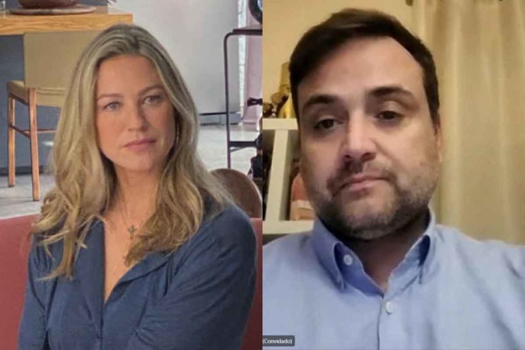 Foto da atriz Luana Piovani e print de seu novo advogado, Ricardo Serrano
