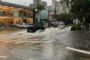 Alagamento na Avenida República do Líbano em SP