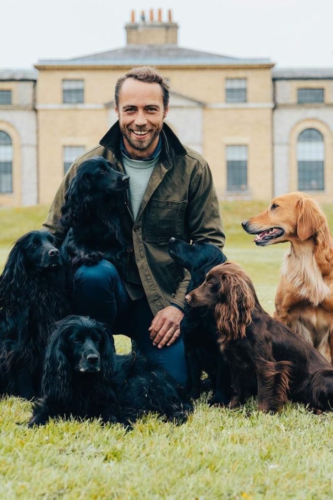 Foto colorida de homem branco, barbudo, ajoelhado. Ele está rodeado de cães com o pelo na cor preta, marrom e caramelo - Metrópoles