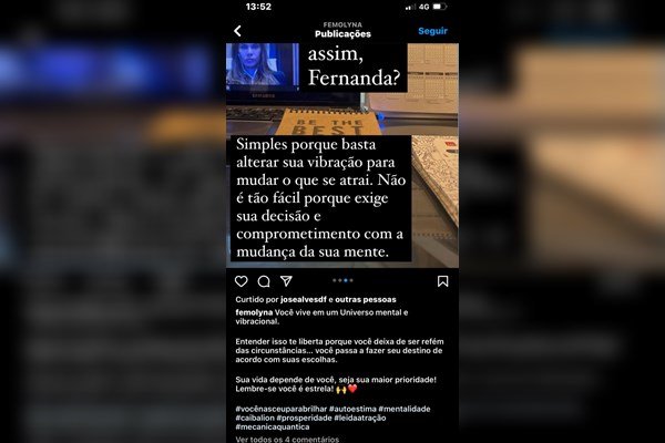 Imagem colorida de publicação no Instagram