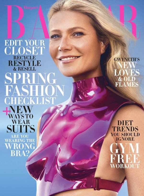 Usando armadura rosa metalizada, Gwyneth Paltrow capa Harper's Bazaar - Metrópoles