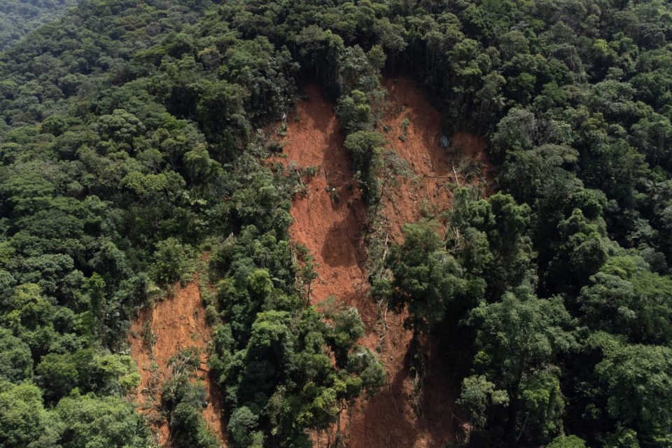 terra deslizada em área verde
