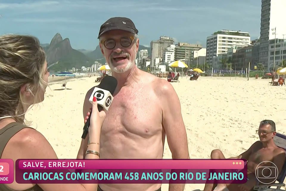 Rep rter do Mais Voc flagra Marcos Caruso com namorado em praia