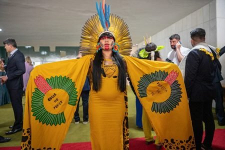 Deputada indígena Célia Xakriabá na Câmara