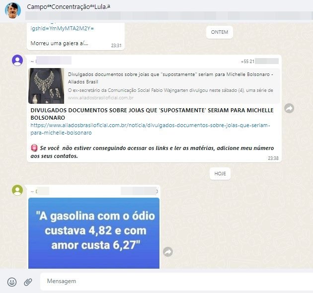 Imagem colorida de print em redes bolsonaristas sobre o caso das joias suposto presente Arábia para Michelle Bolsonaro
