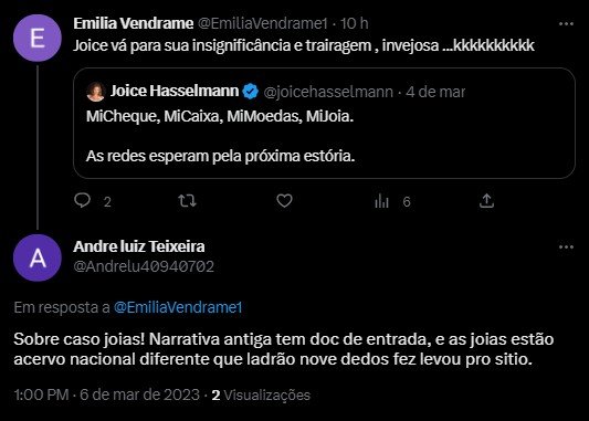 Imagem colorida de print em redes bolsonaristas sobre o caso das joias suposto presente Arábia para Michelle Bolsonaro