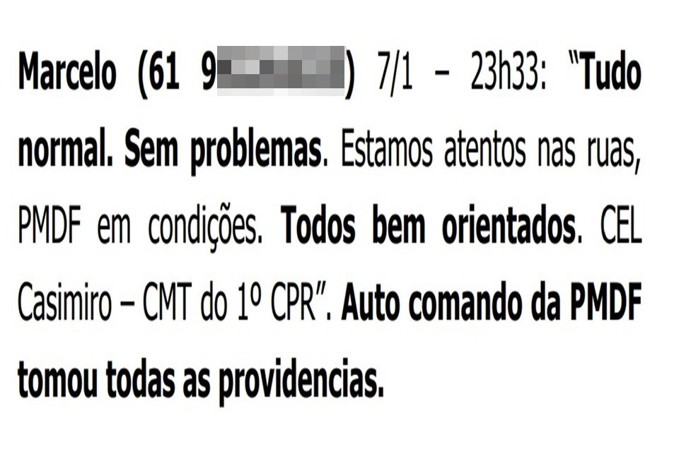 Veja mensagens trocadas por policiais do DF antes dos ataques de 8/1
