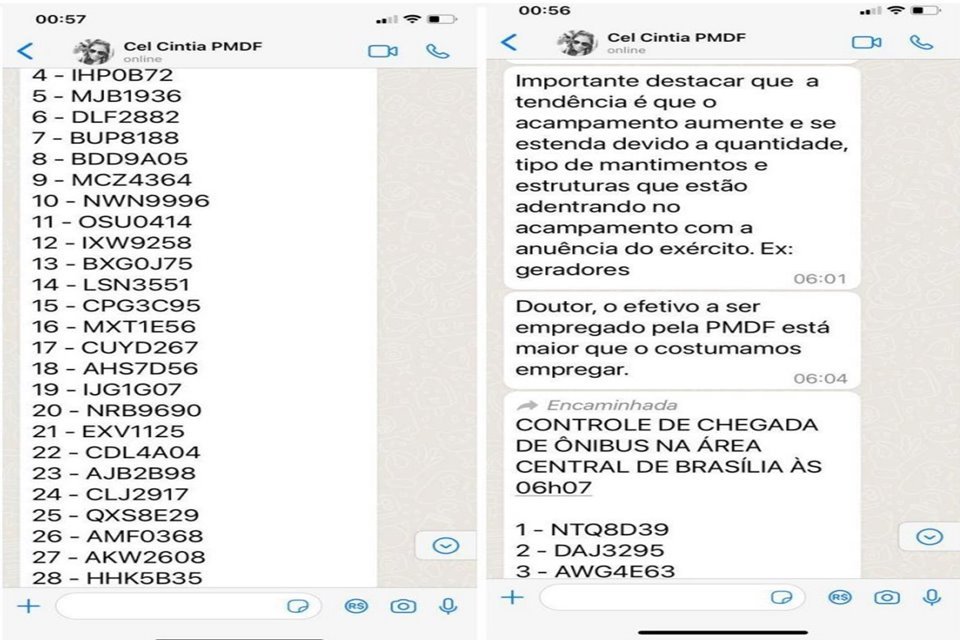 Veja mensagens trocadas por policiais do DF antes dos ataques de 8/1
