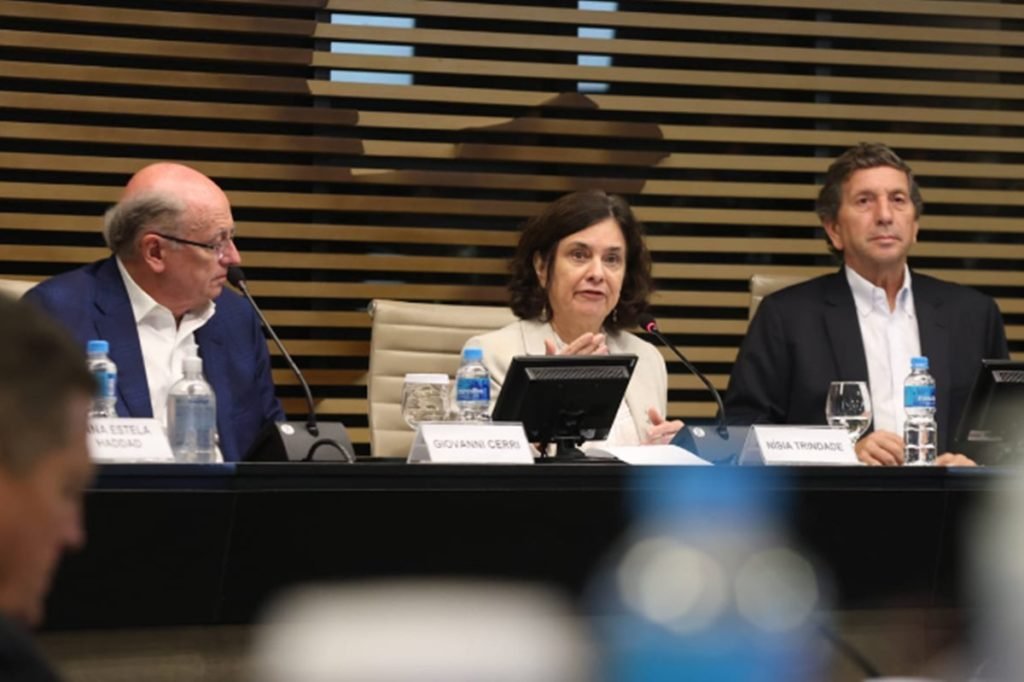 Imagem colorida de ministra Nísia Trindade, na Fiesp