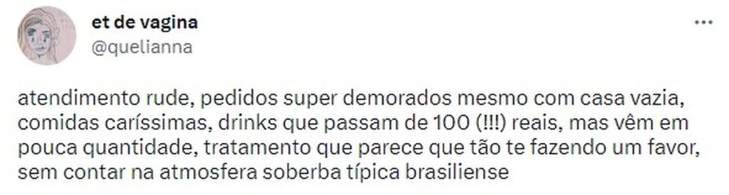 Na foto, um print de um usurário do Twitter - Metrópoles