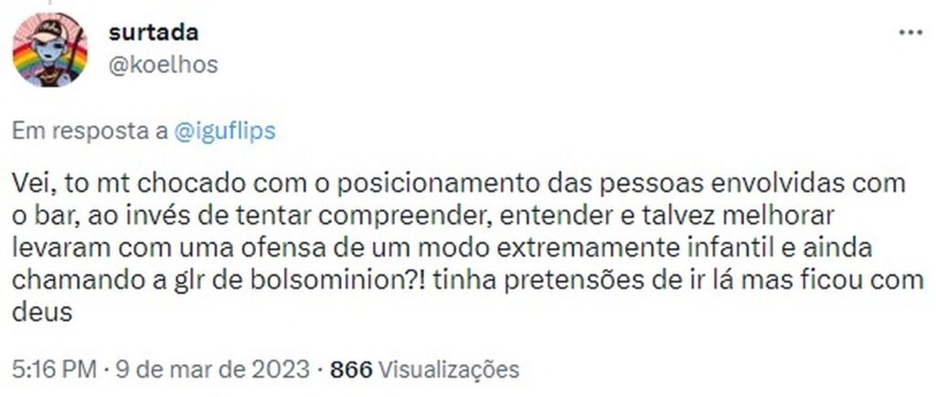 Na foto, um print de um usurário do Twitter - Metrópoles