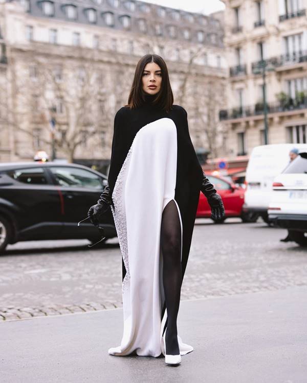 Influenciadora Gessica Kayane usa vestido branco com mangas longas pretas - Metrópolesm