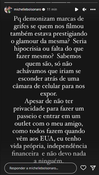 postagem de michelle bolsonaro no instagram sobre Prada