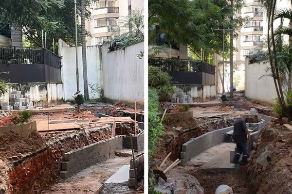Antes e depois da derrubada do muro